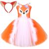 Wit Oranje Vos Halloween Kostuums voor Meisjes Kinderen Dier Fancy Tutu Jurk met Oren Kinder Verjaardag Carnaval Feest Outfits