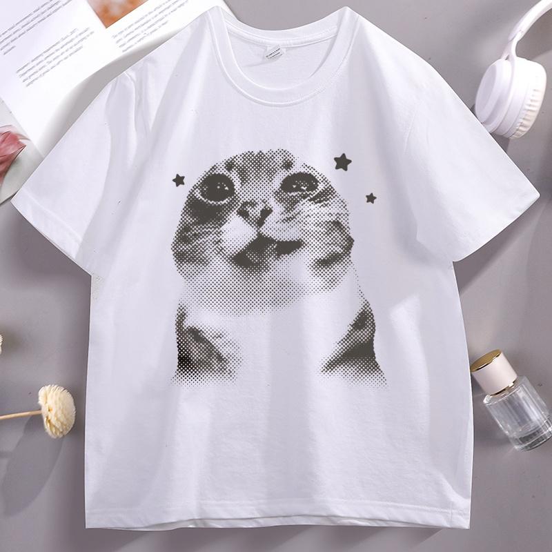 Funny Pee Cat Meme Tshirt Unisex Unisex Silly Retro Vintage Graphic T Shirts Cats Lover Cotton Y2k Clothes Comfortable Streetwear