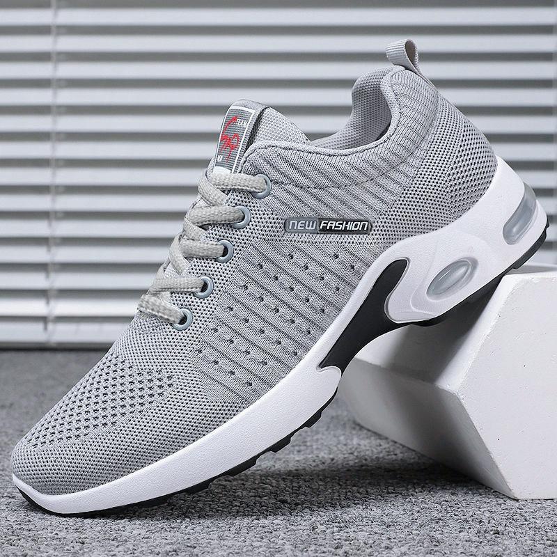 Men's Shoes, Korean Style Fly-knit Air Cushion Soft-sole Shoes, Fashionable Trendy Breathable Sports Shoes for Men.