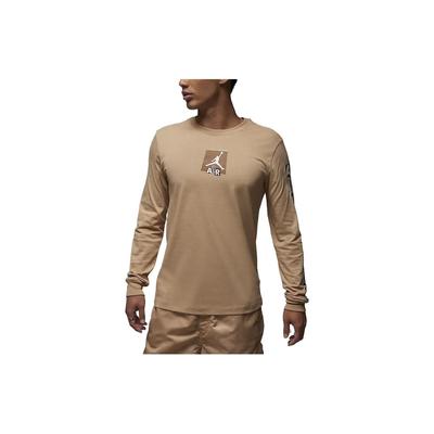 Bedrucktes Buchstaben Rundhals Langarm T-Shirt Herren Tops Beige FD7018-200