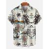 Summer Men's Shirt Coconut Tree 3D Print Casual Short Sleeve Lapel Tops Beach Casual Hawaiian Shirt Men Oversized Shirts For Men