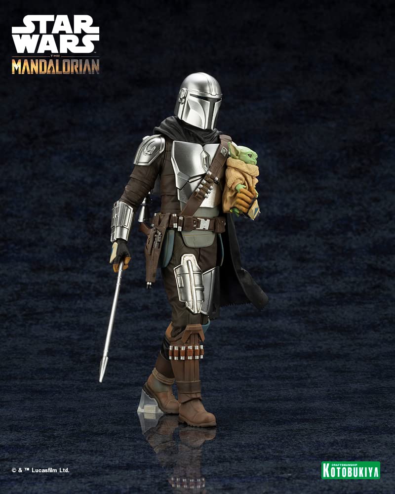 Mandalorian Grogu med Beskar Staff-skala PVC-malt enkel monteringsfigur ARTFX+ & 1/10