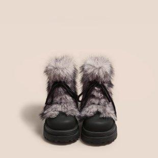 Niche design sense, piled and thickened snow boots, women's new winter mid-tube cotton shoes, thick-soled heightening warm fluffy boots