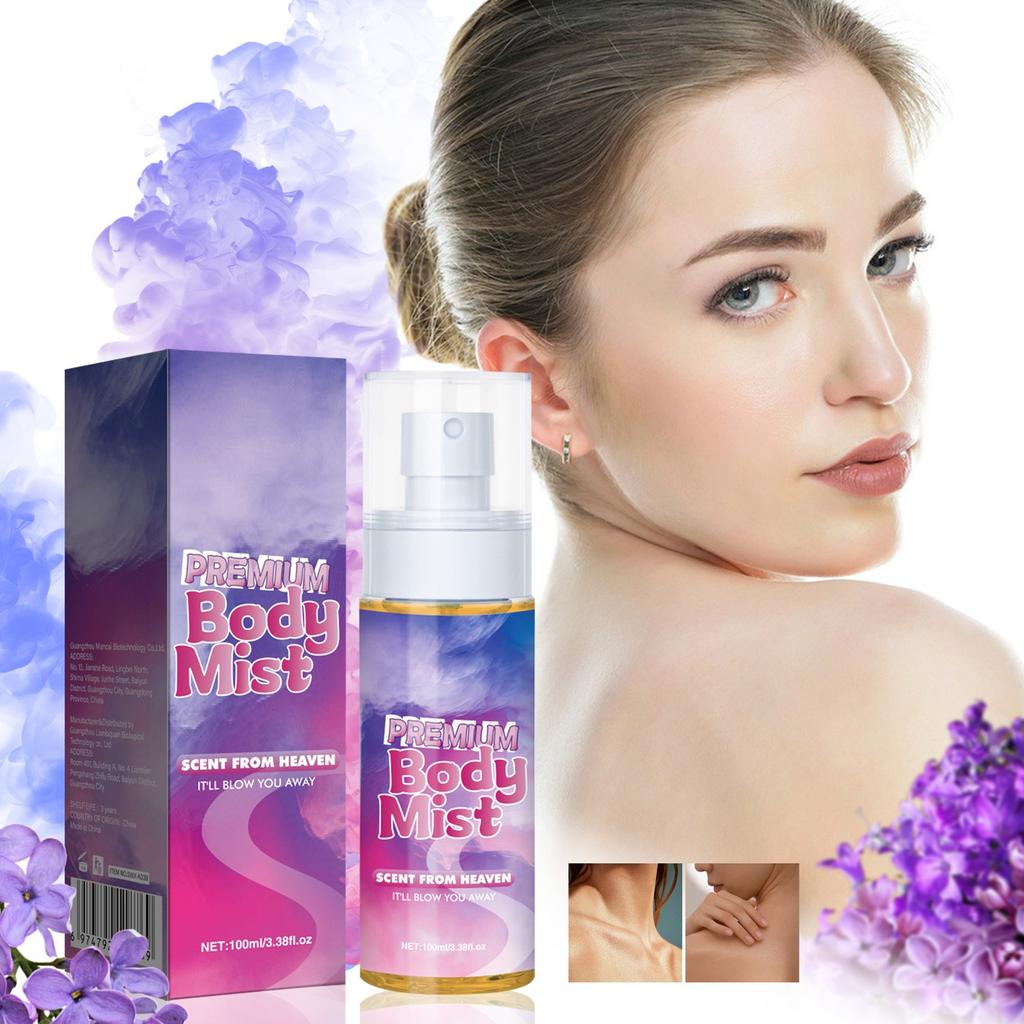 Tělový sprej, rozjasňující, hydratační, toaletní voda ve spreji dodává přitažlivost, 100 ml