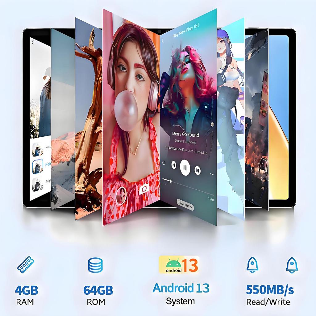 BDF P90 Android 13 Tablet 10.1" 1280x800 IPS 3G/4G SIM Card Max 4GB RAM 64GB ROM 5000mAh Type-C Metal Body Tablets PC Wi-Fi