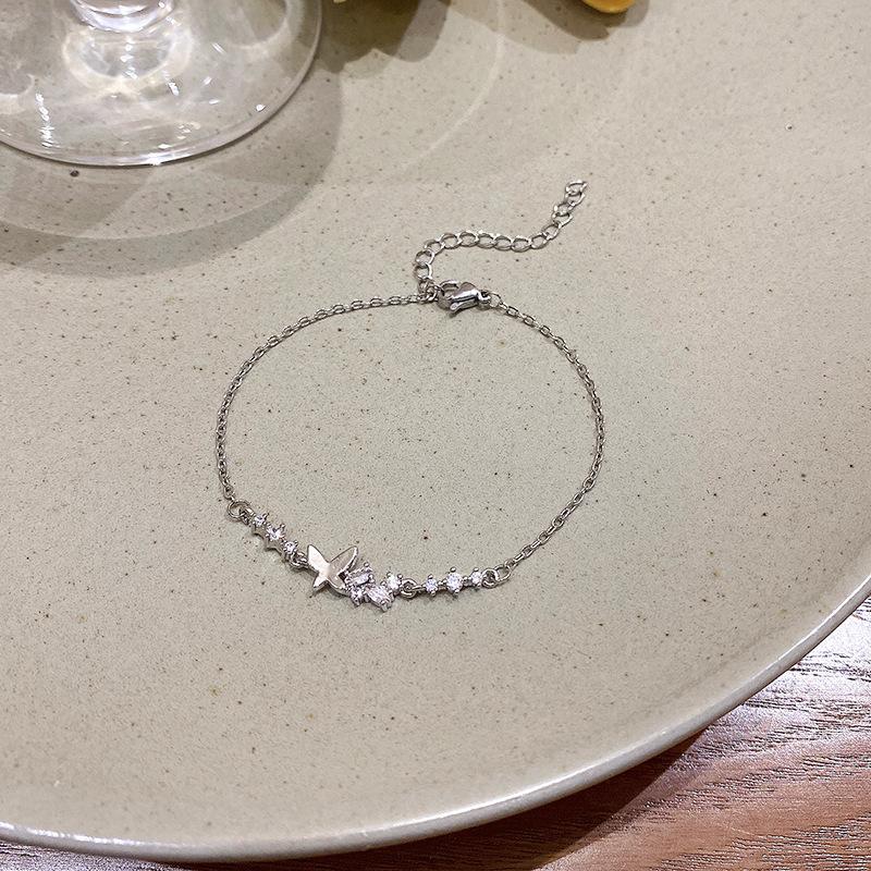 Micro-inlaid zircon butterfly bracelet women's light luxury niche design girlfriend bracelet retro super fairy spring jewelry