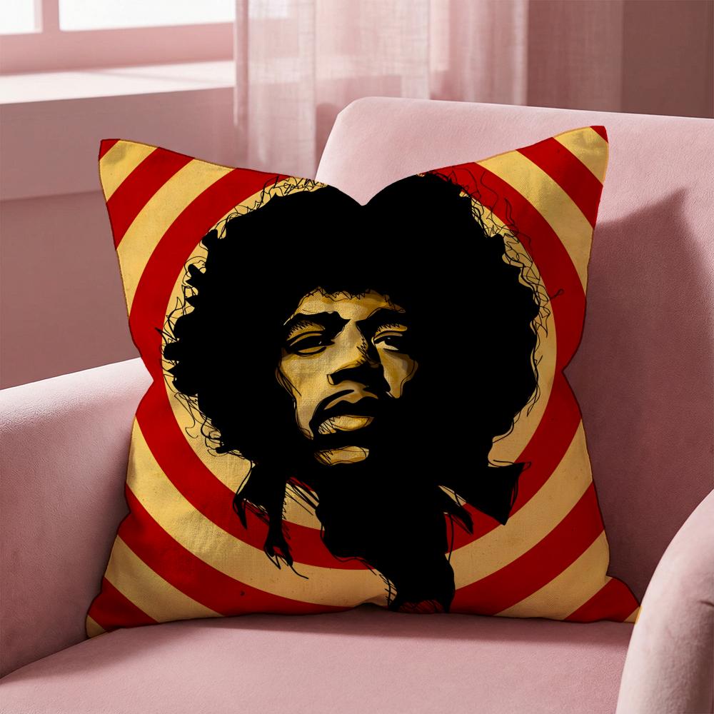 SingerJ-Jimi H-Hendrix Cushion Cover Multi-Scene Pillow Cover for Home & Car - Reversible, Soft & Durable for Daily Use