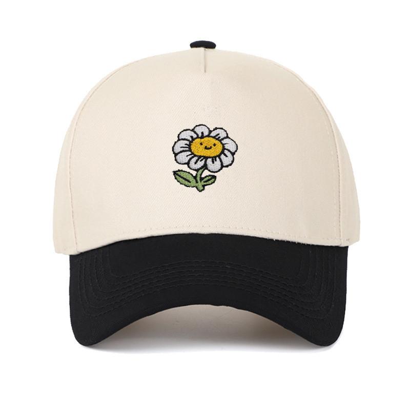 Sunflower Floral Embroidered Baseball Hat With Adjustable Strap For Spring And Summer Style A