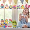 DIY Wooden Easter Egg Craft Kit Includes Unfinished Painted Egg Wall Hanging with Floral and Jagged Patterns Easter Decorations
