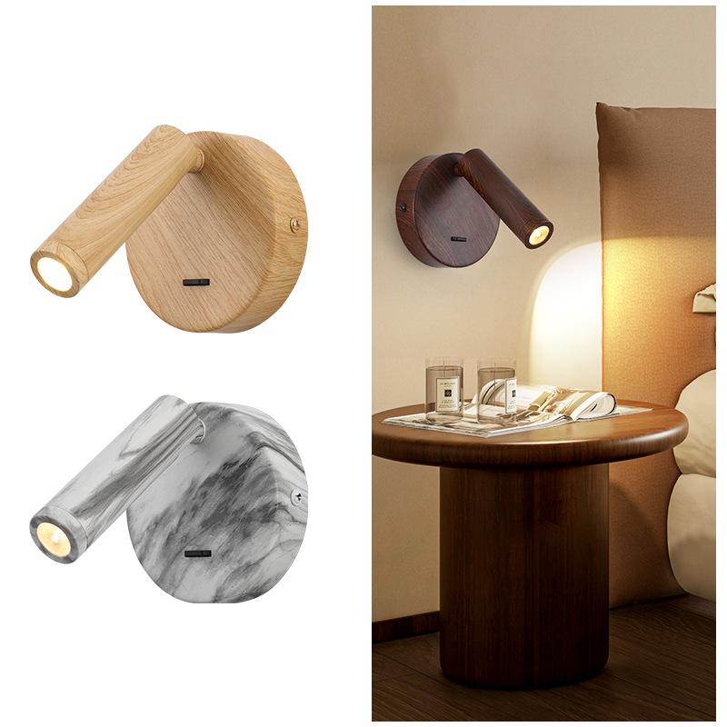Walnut Wall Lamp with Switch - Bedroom & Hotel Bedside Reading Light