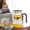 Glass Teapot With Infuser Heatproof Tea Leaves Water Separation Carafe With Wood Handle Anti-Spill Tea Steeper Pot For Apartment