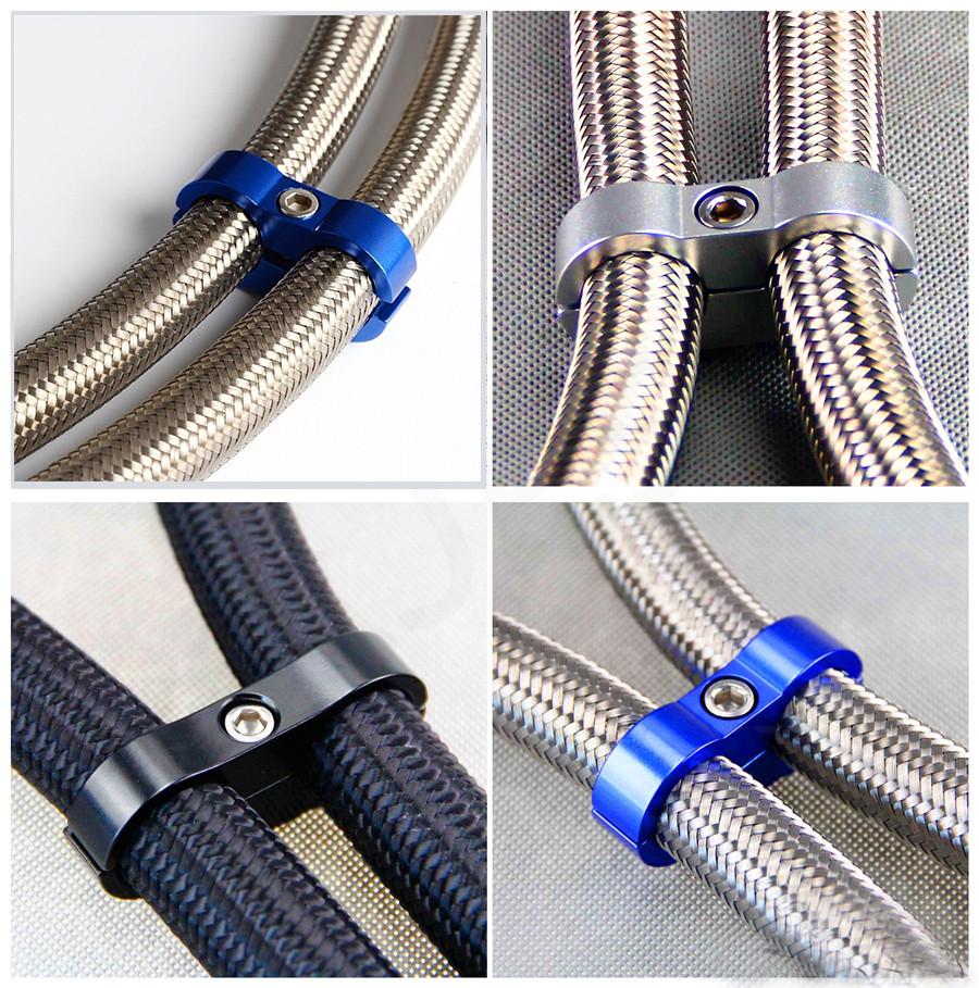 8x Car SUV Black AN-10 19mm Braided Hose Separator Clamp Fitting Adapter Bracket