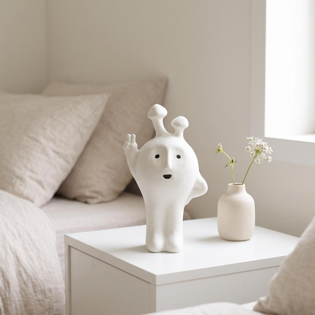 Nordic Resin Figurine Minimalist Cartoon Playful Tabletop Ornament
