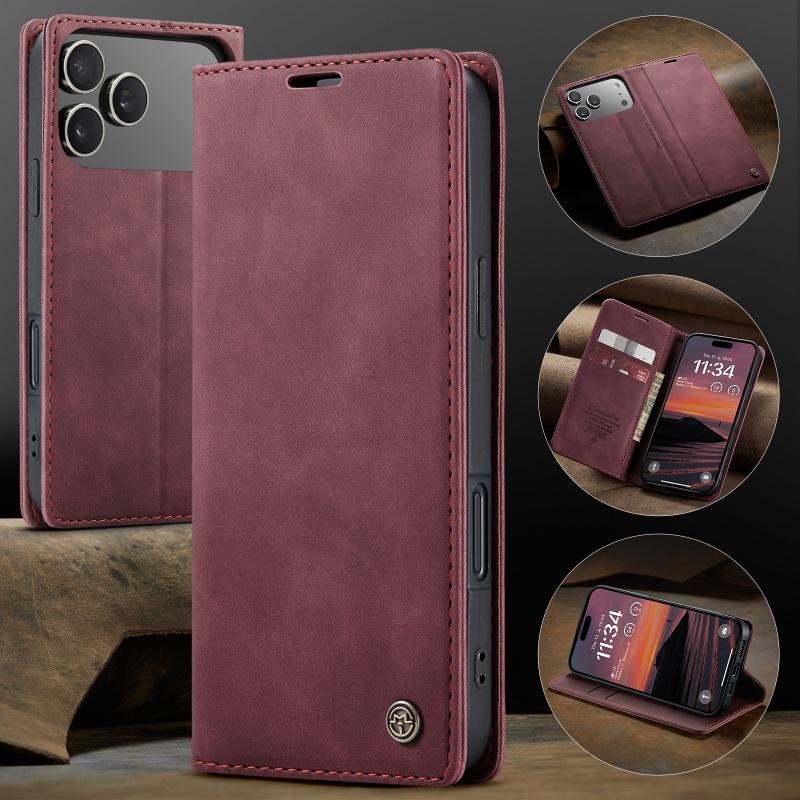 

CaseMe Retro Magnetic Flip PU Leather Case for iPhone 17 Air 17 Pro 16 15 14 13 12 11 XS XR 8 7 6S 5 SE Wallet Cover Phone Coque iPhone 5 красный