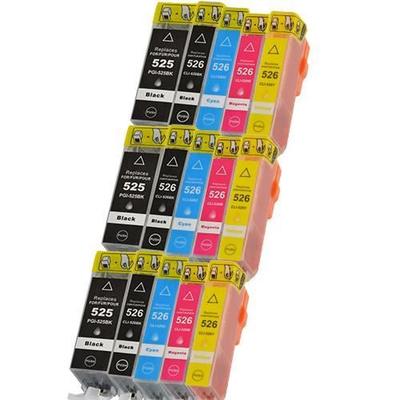 Kompatibilní kazeta Canon PGI-525/CLI-526 pro PIXMA - Balení 15 kusů - Černá, Azurová, Purpurová, Žlutá