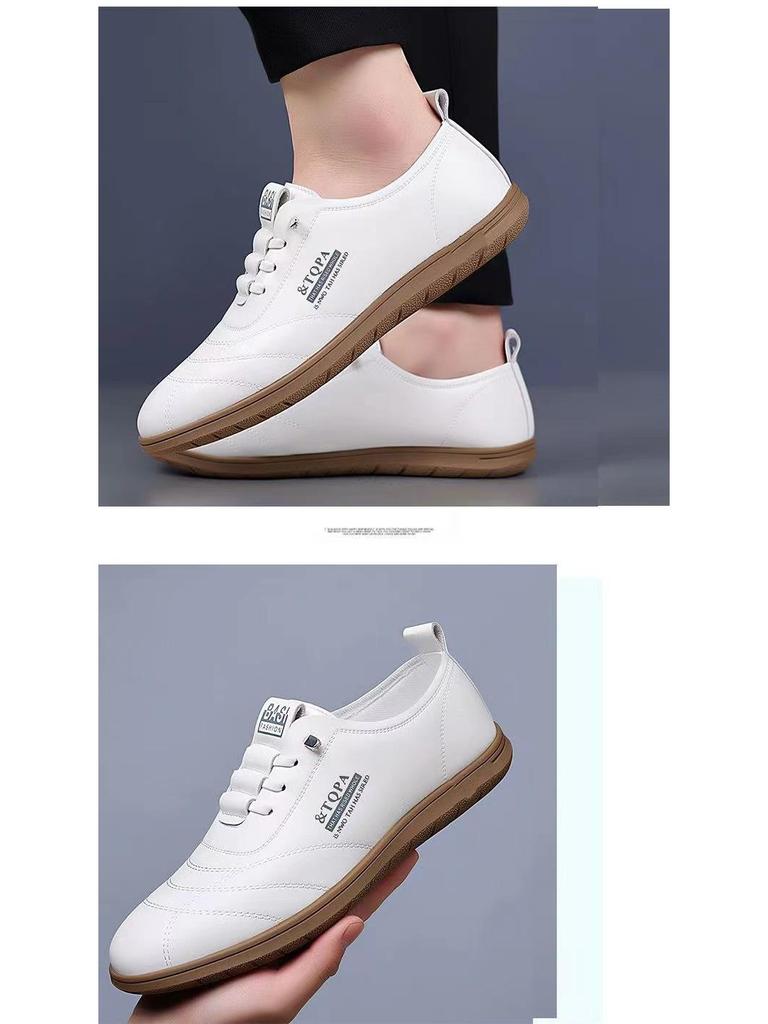 Men's Casual Leather Slip-On Shoes: Fashionable, Versatile, Soft Sole, Breathable, British Style for Business and Commuting.