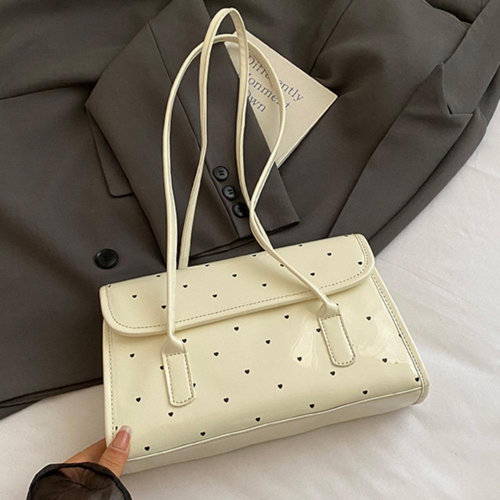 

Элегантная сумка-тоут из лакированной кожи, сумка подмышку из гладкой кожи с масляной восковой пропиткой, сумка на плечо в горошек, на каждый день