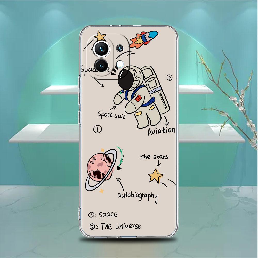 

Роскошный прозрачный чехол с астронавтом для Xiaomi Mi Poco X3 NFC M3 Pro F3 F1 11 Lite 12 Note 10 11T 9T, прозрачный чехол для телефона Xiaomi Poco X3 NFC