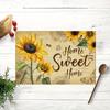 1PC Sunflower Linen Meal Mat Printed Retro Placemat for Table Decoration Kitchen Tabletop Protection and Heat Resistance
