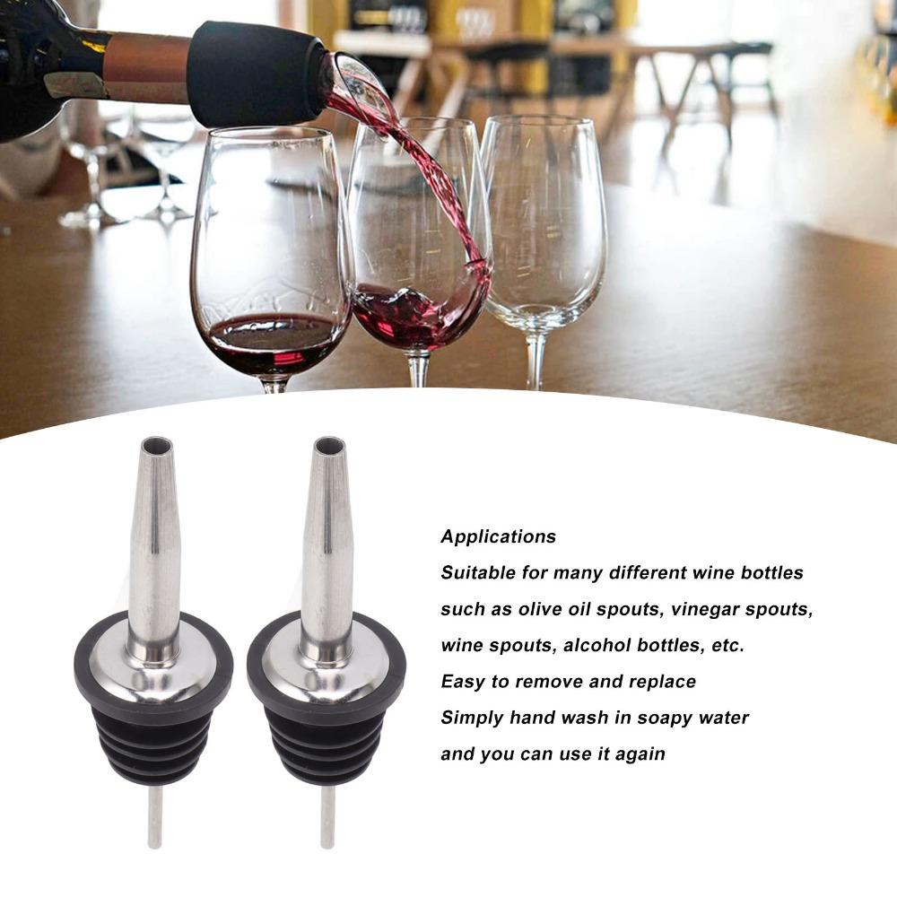 5pcs Tapered Spouts Bottle Pourers Stainless Steel Wine Spout Liquor Pour Spout  Bar Supplies