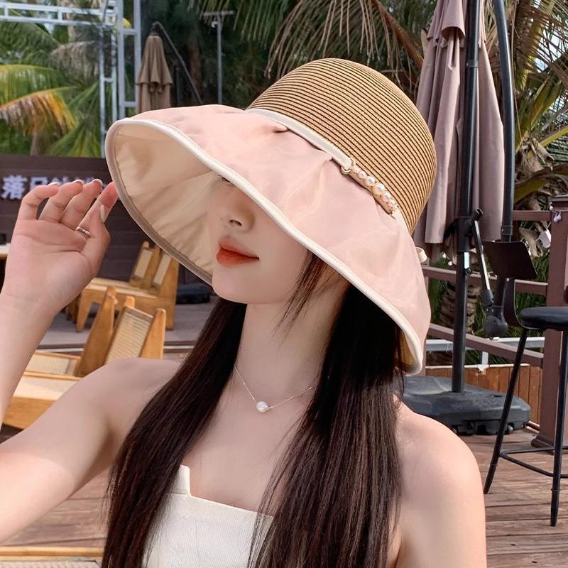 

Новая летняя шляпа-ведро с большим карнизом, защита от ультрафиолета, пляжная шляпа, солнцезащитный козырек, дорожная шляпа от солнца, женская шляпа M（56-58cm） хаки