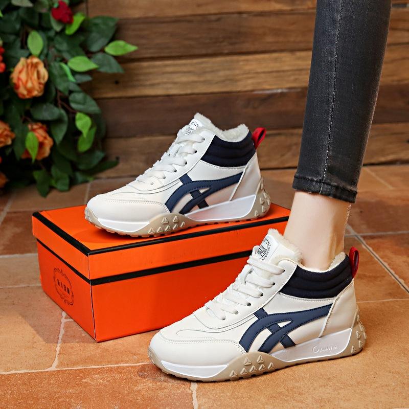 High-top sports shoes women's new winter velvet thickened warm moral training shoes thick-soled non-slip casual sports shoes
