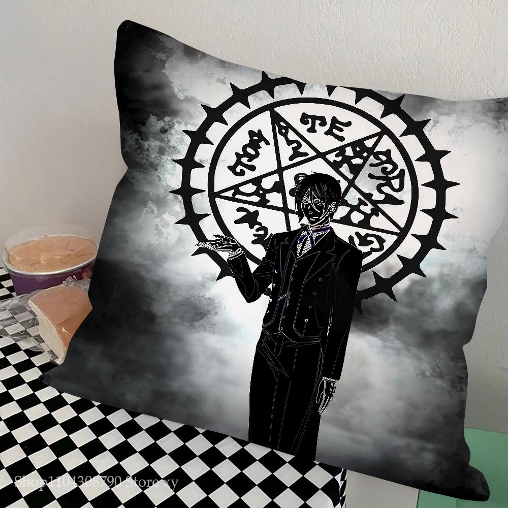Black Butler Anime Kuddfodral Mode Fyrkantigt Kuddfodral Sovrum Soffa Rum Ins Dekoration Fritid Kuddfodral 40x40