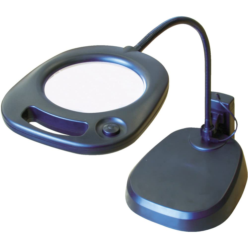MIZAR-TEC Stand Magnifier, 2x Magnification, 130mm Lens Diameter, Flexible Arm, with LED Light, Made in Japan, CMS-130L