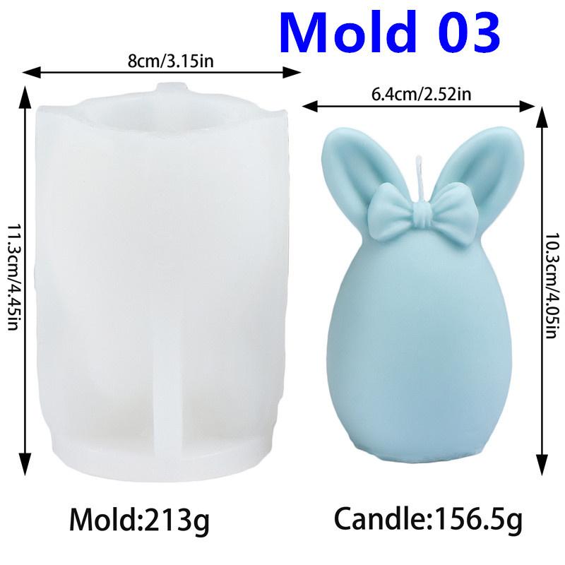 Easter Bunny Egg Silicone Candle Mold DIY Cute Spring Easter Egg With Bowknot Rabbit Ear Sculpture Candle Soap Decoration Party