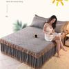 3pcs/set Autumn and Winter Thick Cotton Quilted Lace Bed Skirt Three-piece Set Non-slip Bedspread Pillowcase Three-piece Set