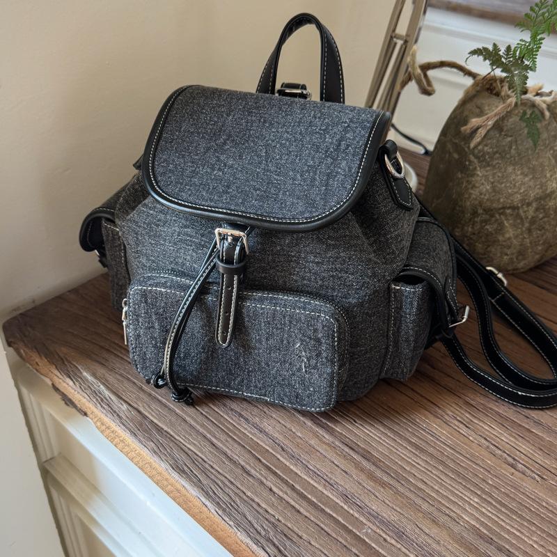 2025 Summer New Niche Simple Canvas Backpack Retro Large Capacity Shoulder Bag College Style Portable Backpack