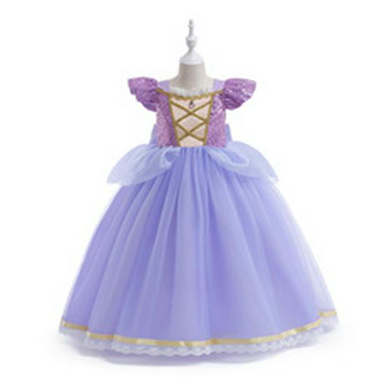 Children's Halloween Sophia Rapunzel Dress - Girls' Puff Sleeve Mesh Costume Gown
