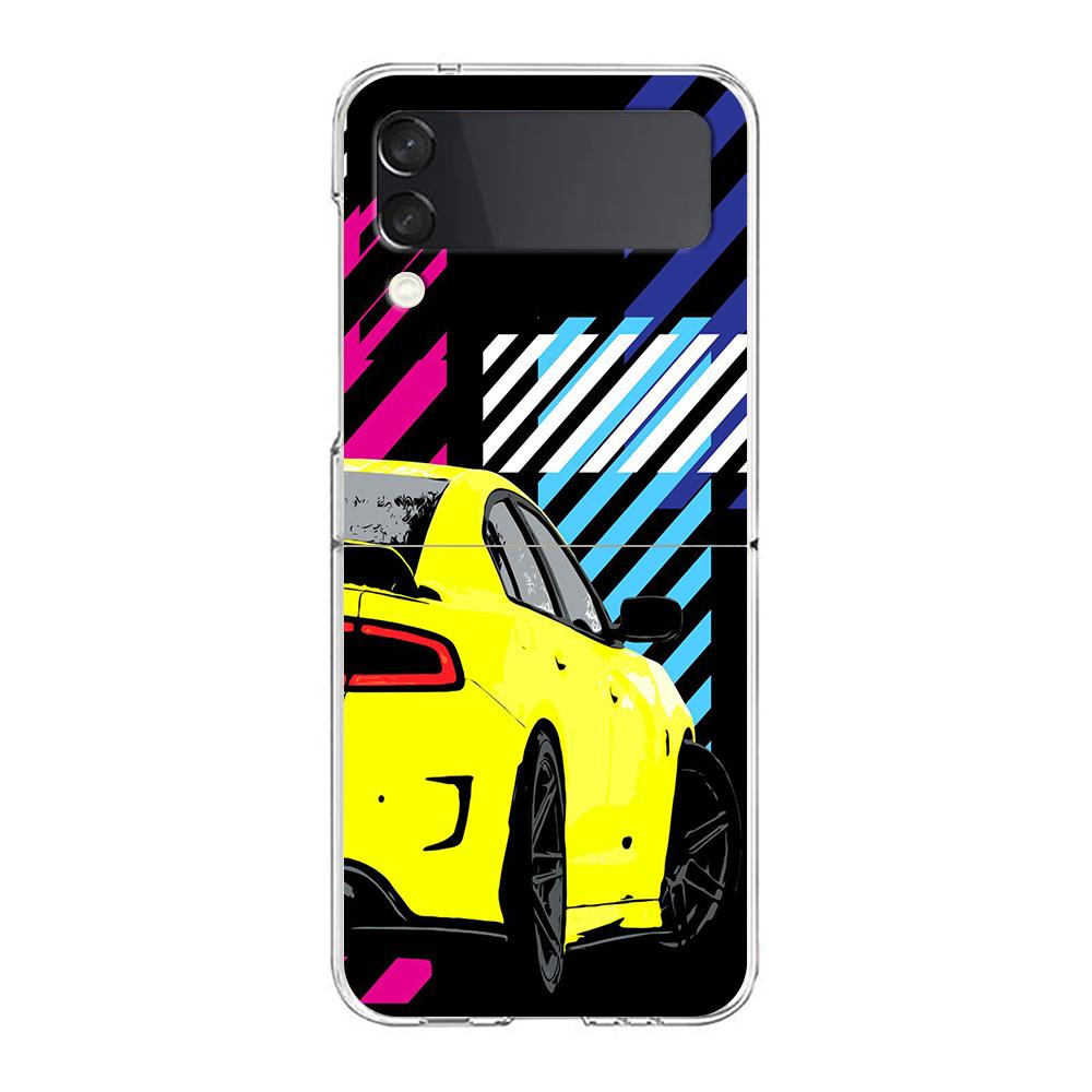 

JDM Sports Car Lamp Aircraft Clear Phone Case For Samsung Galaxy Z Flip 4 Thin High Hard Shell on For Galaxy Z Flip 3 5G Cover Z Flip3 5G