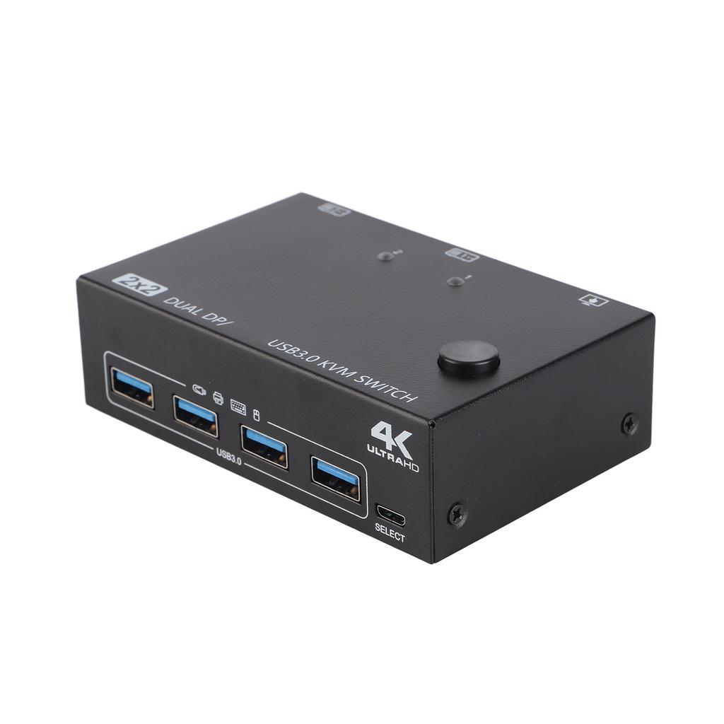 DP HD Multimedia KVM Switch 2 in 2 Out støtter 4K 60Hz USB Dual Monitor KVM Switch for 2 datamaskiner