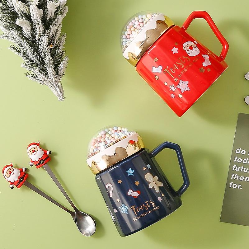 Christmas gift ceramic cup Christmas cup Christmas mug with lid water cup activity gift cup gift box