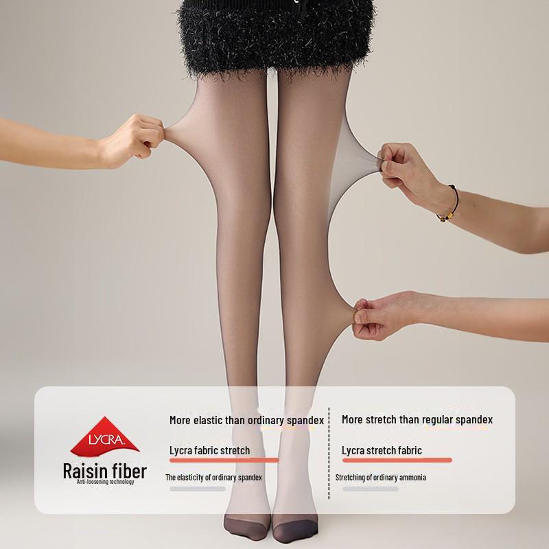 Double-Layer Velvet Black Silk Leggings - Women's Autumn/Winter Transparent Thin Stockings