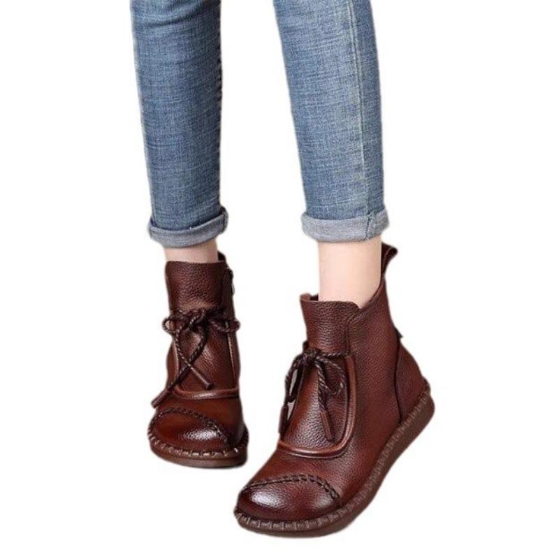 Plus size lace-up platform platform low-top panelled fashion boots for autumn/winter new side zip women's boots