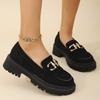 NEW Spring/Autumn Women Loafers Round Toe Chunky Heel Shoes Sheep Suede Shoes for Women Retro Metal Buckle Platform Women Shoes