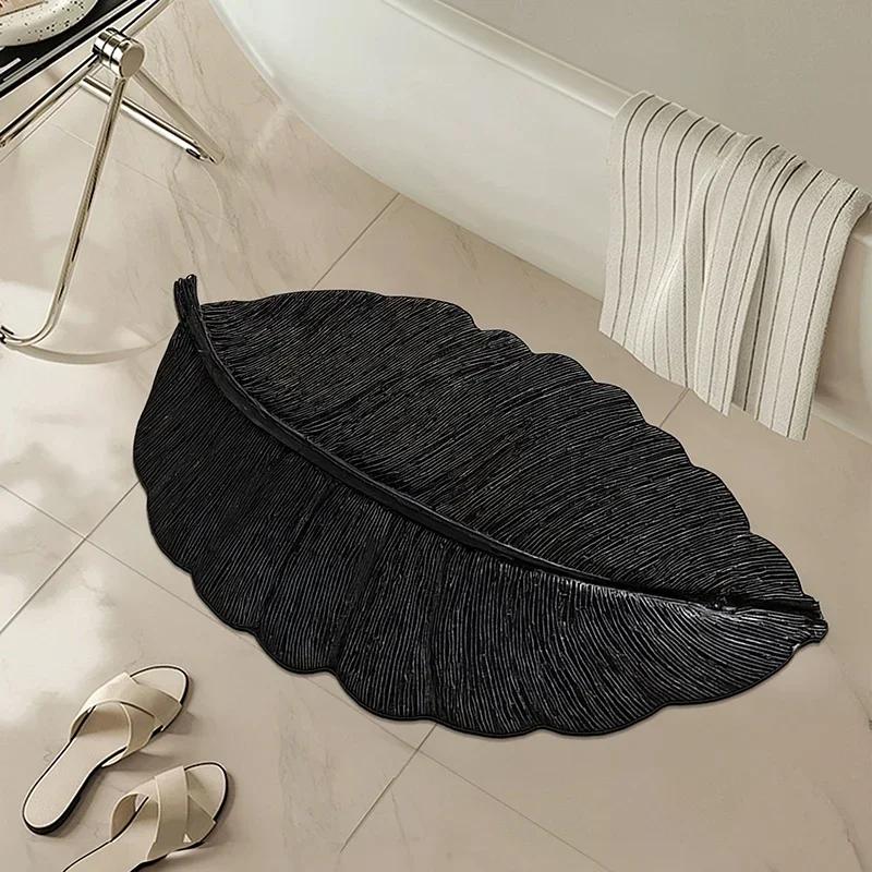 Special-shaped Leaf Diatom Mud, Dirt-resistant and Non-slip Bathtub Quick-drying Floor Mat At the Door of the Bathroom