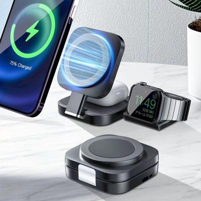 3 In 1 Tiny Foldable Wireless Charger Stand for iPhone 15 14 13 12 Pro Max  Watch 8 7 Holder Magnetic Fast Charging Station
