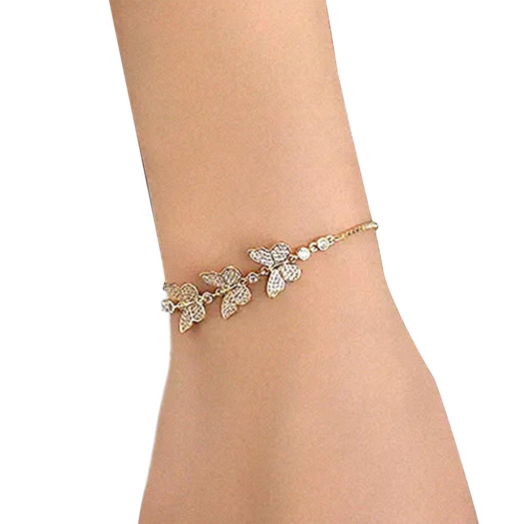Elegant Butterfly Metal Bracelet Fashionable Hand Chain Wrist Adjustable Wedding Party Bracelets for Women and Girls