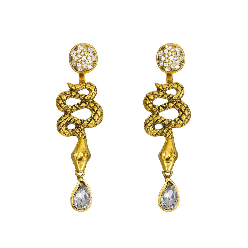 Gold & Black Snake Earring Collection, Assorted Serpent-Shaped Statement Drop Earrings for Women
