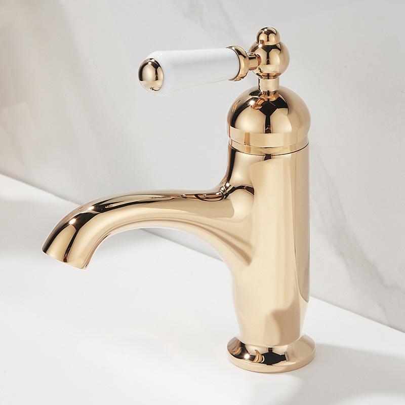 Rubinetto Antico Acqua Calda e Fredda Cromato Oro Rubinetto Lavello Nero Bagno Vintage Miscelatore Lavabo EL7171