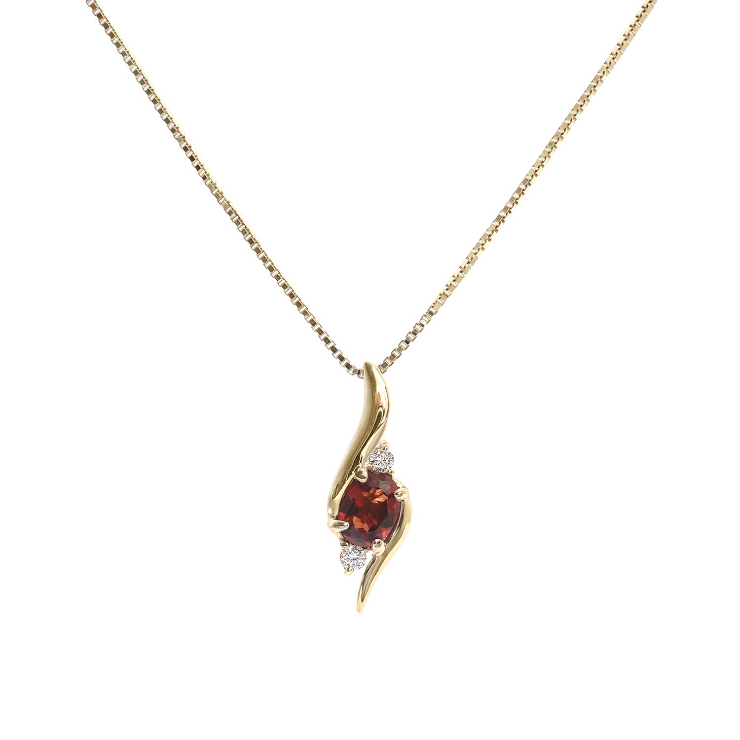 

Garnet Necklace Diamond 10K Yellow Gold K10 10K Small Natural Stone [Barzaz] червоний