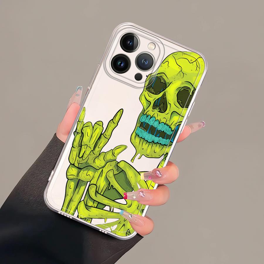 

Case for iPhone 17 Pro Max XR 15 7 8 12 Mini 13 Pro 16 XS Max 11 Air 14 Plus Soft Phone Cover Cartoon Skull Cool iPhone 11 Pro Max