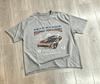 2026 Men Vintage Washed Black Road Racing Race Car Graphic T Shirt Chest Print Crewneck Tees Unisex Oversized Short Sleeve