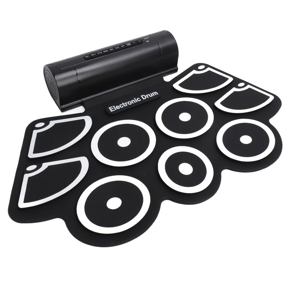 9 Pads Electronic Drum Set Silicone and ABS USB MIDI Interface Roll Up Drum Pad with 2 Drumsticks 2 