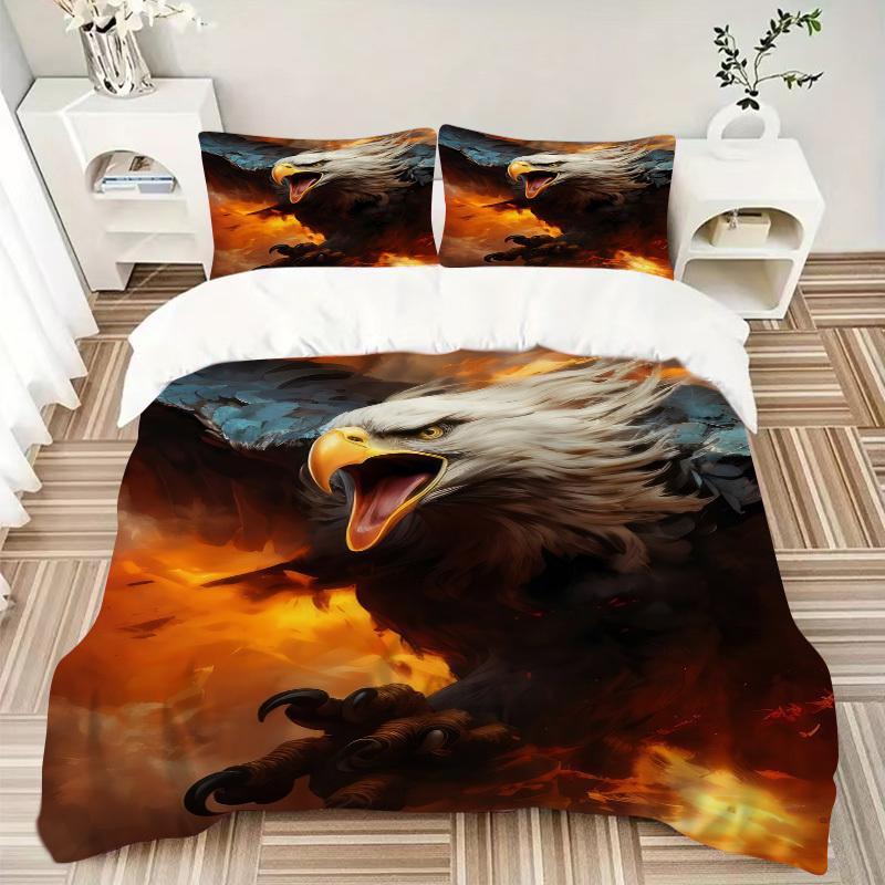 3pcs Eagle, Fire Duvet Cover Set -Includes 1 Duvet Cover and 2 Pillowcases, No Quilt Core, All-Season Home Decor  Yy251111150