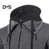 Uomo Autunno Inverno Cappotto con Cappuccio Doppia Cerniera Chiusura Coulisse Colorblock Finto Due Pezzi Giacca Sportiva con Polsini Elastici e Orlo Fitness Outerwear
