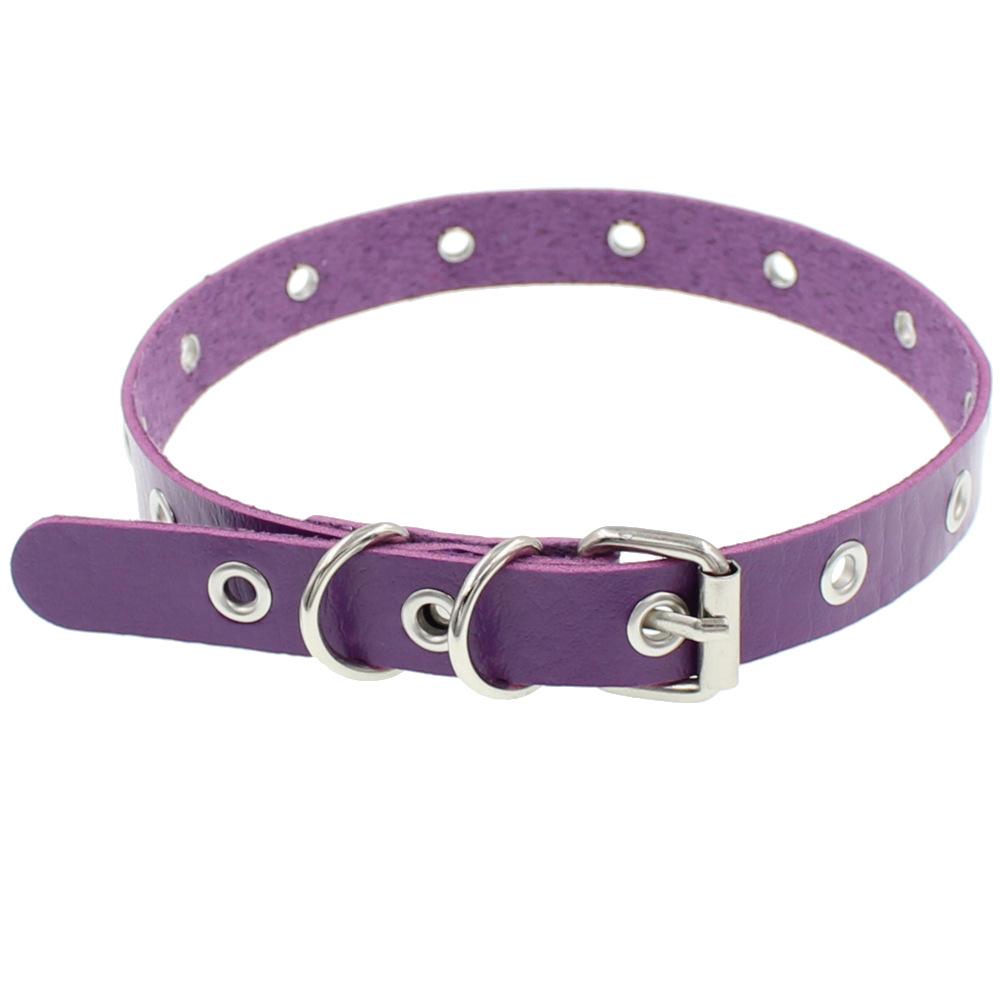 Punk Personality Black Leather Geometric Eyelets Rivets Collar for Women Men Fashion Hip Hop Necklace Bracelet Dual Use Jewelry